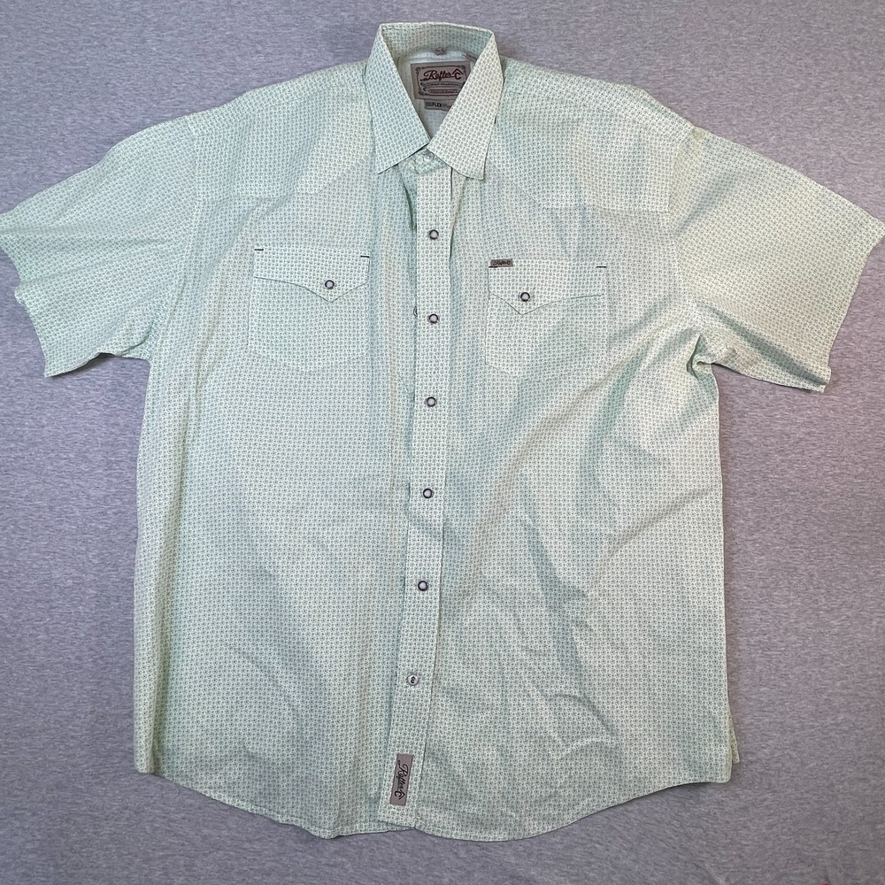Rafter C Shirt Mens XL Green Floral Pearl Snap Western ProFlex 45 Cowboy Rodeo T